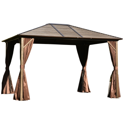 Outsunny altana ogrodowa pawilon dł. 300 x szer. 365 cm z 4 x podwójnymi ściankami bocznymi aluminium