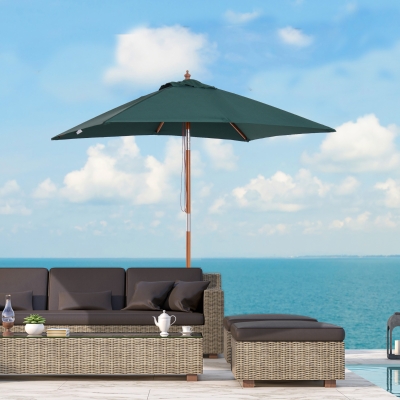 Outsunny parasol zginany parasol ogrodowy, parasol plażowy 3-stopniowa regulacja drewno jodłowe + poliester kolor zielony 200 x 150 x 230 cm