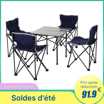 Ensemble pliable de camping table 4 chaises avec sac