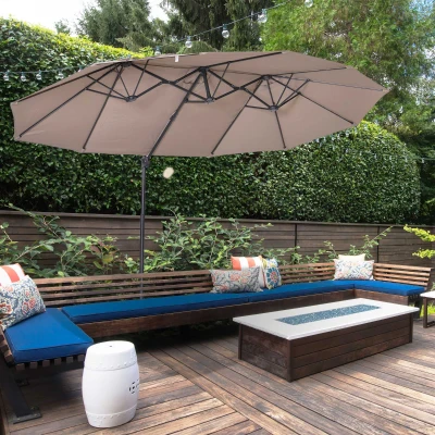 Umbrela Dubla din Poliester Anti-UV 270x460x250cm Maro