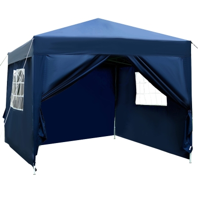 Outsunny Pavillon 3x3m Faltpavillon 4 Seitenwände mit Fenster Tür mit Reißverschluss Festzelt Gartenzelt Pop-Up-Pavillon inkl. Heringe Abspannseile Tragetasche Metall Oxford