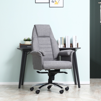 Ergonomiczny Fotel Biurowy Vinsetto z Miękkimi Podłokietnikami – Jasnoszary