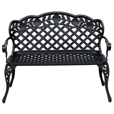Outsunny Garden Bench, Cast Aluminium, 107Lx58Wx85H cm-Black