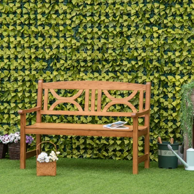 Outsunny 2-Seater Wooden Garden Bench Patio Loveseat Natural