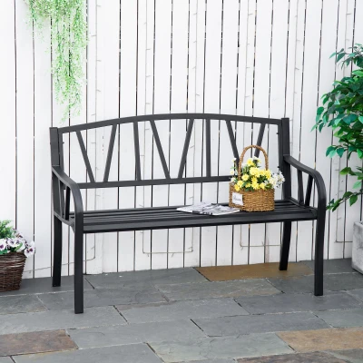 Outsunny 2-Seater Metal Garden Bench with Backrest