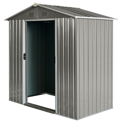 Abri de jardin - remise pour outils - cabanon porte verrouillable - tôle d'acier gris