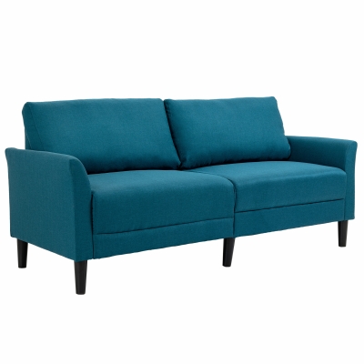 Canapé 2 places style contemporain tissu aspect lin