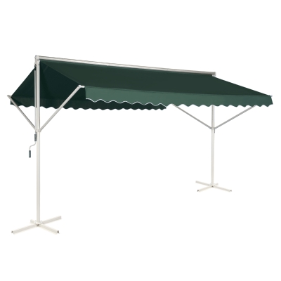 Outsunny Store Double Pente Manuel Vert Foncé 3,95 x 2,94 x 2,5 m
