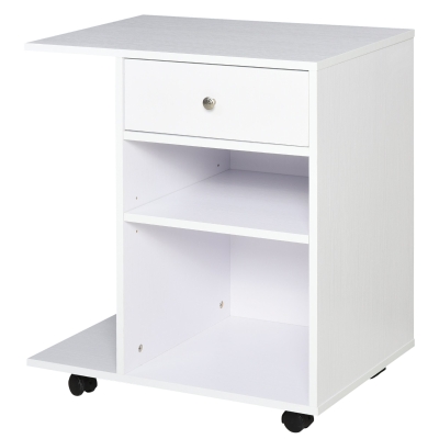 Vinsetto Mobile Printer Stand Rolling Cart Desk Side with CPU Stand Drawer Adjustable Shelf and Wheels White