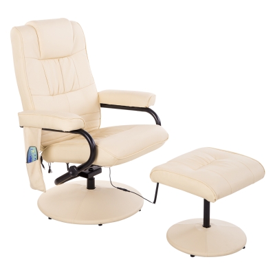 Fauteuil de relaxation massant avec repose-pied revêtement synthétique