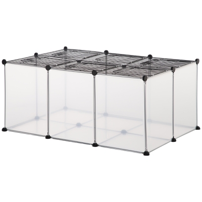 Cage parc enclos rongeurs panneaux résine PP opaque fils d'acier noir
