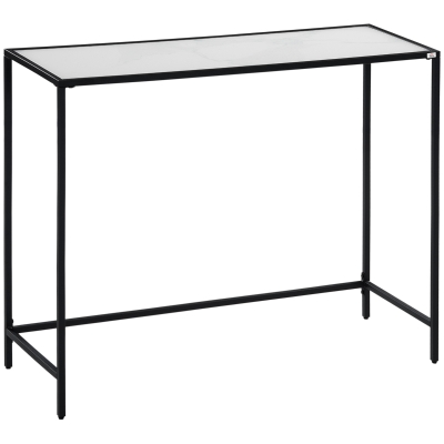 HOMCOM Table Console table d'appoint d'entrée 100 cm Plateau Verre trempé effet marbre avec Structure en métal