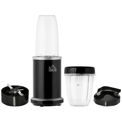 HOMCOM Blender compact 2 en 1 - 1000 W avec 2 bols amovibles 700ml et 350ml et couvercles