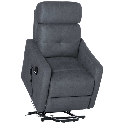 HOMCOM Elektrischer Relaxsessel Fernsehsessel Sessel mit Aufstehhilfe Relaxsessel mit liegefunktion mit Fernbedienung Polyesterstoff Stahl Grau 71 x 94 x104 cm