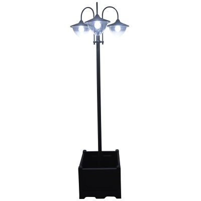 Outsunny Farol Solar de Jardín con 18 Luces LED Blanca Fría 6000K IP44 para Camino Terraza Patio 60x55x189 cm Negro
