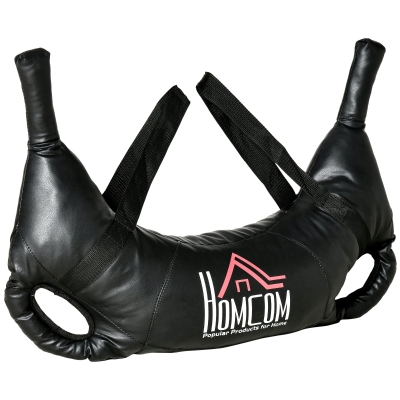 HOMCOM Bulgarian Bag Krafttrainingstasche 25kg Krafttraining Trainingsgerät für Fitnesscenter und Zuhaus Gewichtssack Sandsäcke mit 2 Griffen und 2 Tragegurten Metallsand Schwarz