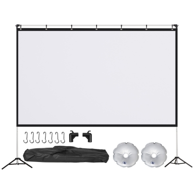 HOMCOM Projektionsleinwand Filmleinwand 253 x 41 x 202 cm Kunststoff Weiß