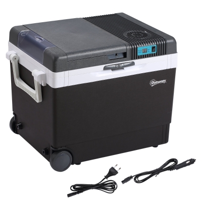 Outsunny 33L Auto-Kühlschrank Kühlbox Mini-Kühlschrank tragbar DC 12V AC 220V/240V für Auto und Camping Grau 40 x 30 x 43 cm