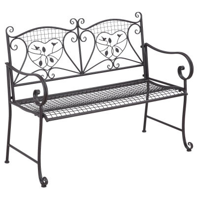 Outsunny Gartenbank 2-Sitzer Parkbank Sitzbank mit Rückenlehne bis 220 kg Gartenmöbel wetterfest Antik Metall Kaffee 114 x 53,3 x 91 cm
