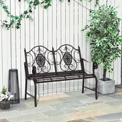 Outsunny Panchina da giardino 118cm x 60cm x 94cm marrone