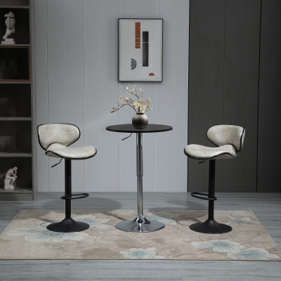 HOMCOM Bar Stool Set of 2 Microfiber Cloth Adjustable Height Armless Chairs with Swivel Seat, Pale Grey