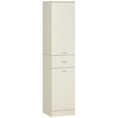 HOMCOM Armário Casa de Banho com 1 Gaveta 2 Armários e Prateleira Interior com Altura Ajustável Móvel Auxiliar para Cozinha Sala de Estar Anti-Rolamento 34x34x150cm Madeira