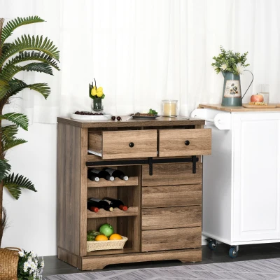 HOMCOM Credenza da cucina 80cm x 39cm x 86cm Color legno