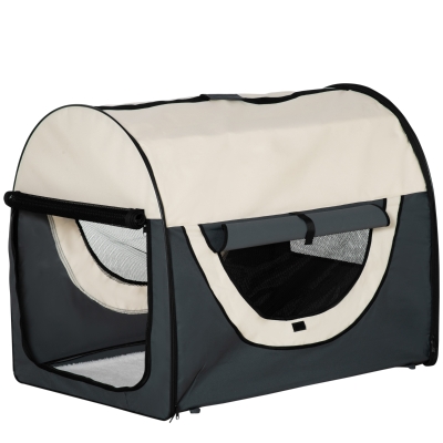 PawHut Hundebox faltbare Hundetransportbox Transportbox für Haustier Katzen Dunkelgrau 97 x 71 x 76 cm