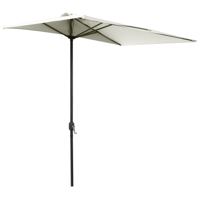 Outsunny 2.3m Half Steel Frame Outdoor Parasol Beige