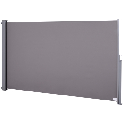 Outsunny Store latéral Brise-Vue paravent rétractable dim. 3L x 1,80H m alu. Polyester Anti-UV Haute densité 280 g/m² Gris