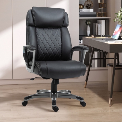 Vinsetto Massage Office Chair High Back with Armrest 6-Point Vibration Executive Chair with Adjustable Height and Built-in Lumbar Support Black