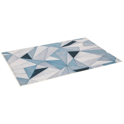 HOMCOM Alfombra de Salón Moderna de Terciopelo 170x120 cm Alfombra Geométrica con Base Antideslizante Multicolor