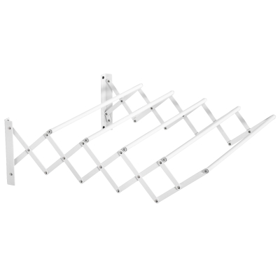 HOMCOM Wandtrockner Wäscheständer für Wandmontage Wandwäschetrockner ausziehbar klappbar platzsparender Wäschereck für kleine Haushalte für drinnen und draußen Metall Weiß 63,5 x 60 x 20 cm
