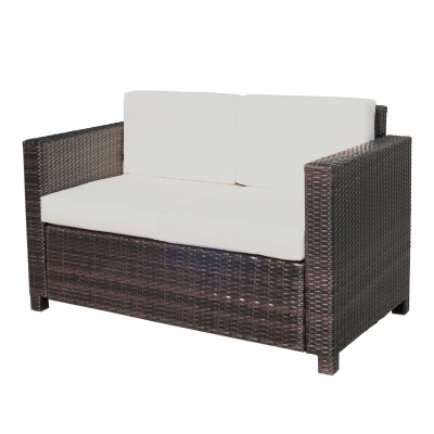 Outsunny Canapé de Jardin 2 Places en Résine Tressée 130 x 70 x 80 cm
