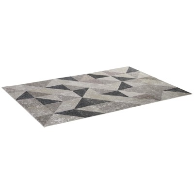 HOMCOM Alfombra de Salón Moderna de Terciopelo 230x160 cm Alfombra Geométrica para Dormitorio Oficina Gris