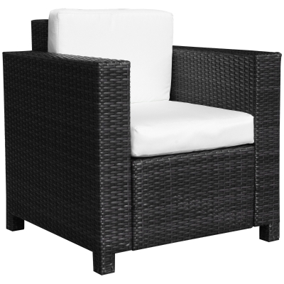Outsunny Fauteuil de Jardin en Rotin Tressé Brun et Crème