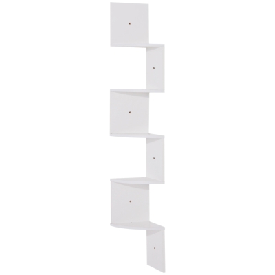 Homcom Étagère d'angle étagère de rangement design contemporain zig zag 20L x 20l x 126H cm 5 niveaux panneaux de particules blanc