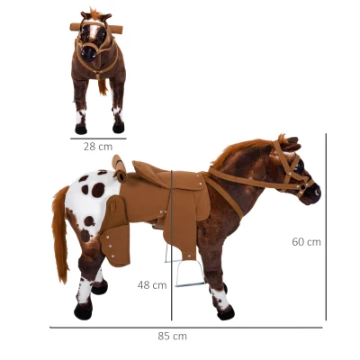 HOMCOM Caballo de Juguete Niños Mayores de 3 años con Silla y Sonidos Pilas Incluidas (Marron)(m-3)
