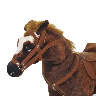 HOMCOM Caballo de Juguete Niños Mayores de 3 años con Silla y Sonidos Pilas Incluidas (Marron)(m-8)