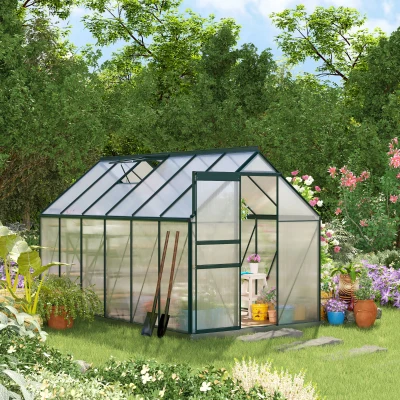 Sera aluminiu si policarbonat, cu ventilatie, 190x375cm, verde