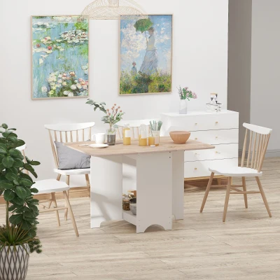 HOMCOM Tavolo consolle a ribalta 118cm x 80cm x 72cm Bianco, Color legno
