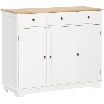 HOMCOM Aparador de Cocina Mueble Auxiliar de Almacenaje para Comedor Salón Estilo Moderno Antivuelco 101x40x85 cm Blanco