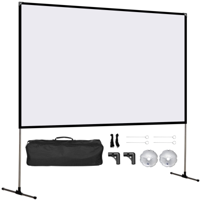 HOMCOM Tela de Projeção com Suporte 80 Polegadas Tela de Projeção Dobrável Formato 16:9 com Bolsa de Transporte para Cinema em Casa Exterior Festas 187x50x167,5cm Branco