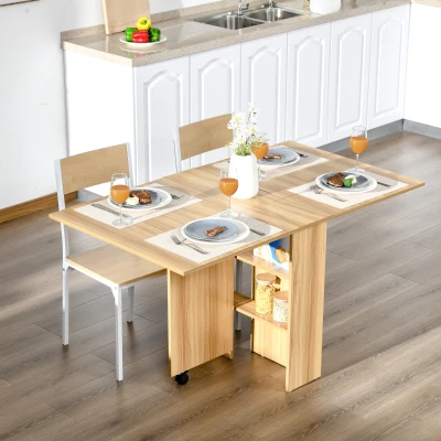 HOMCOM Tavolo pieghevole 140cm x 80cm x 74cm Legno naturale