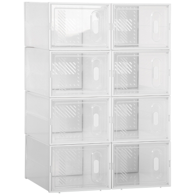 HOMCOM Schuhschrank mit 8 Fächern, modulares Design 25 x 35 x 19cm Kunststoff Transparent