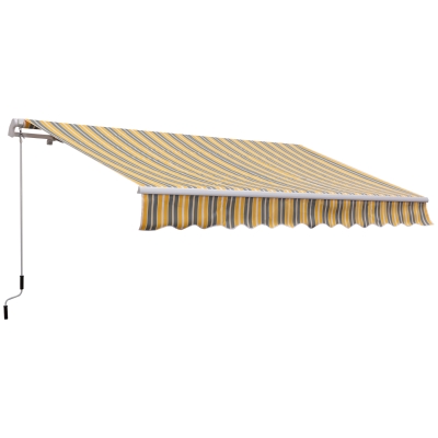 Outsunny copertina rulanta, derulare manuala, 3,5m, gri/galben