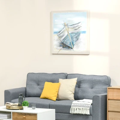HOMCOM Wall Art 'Boat at the Beach' Nostalgic 80L x 80W x 2.8H cm