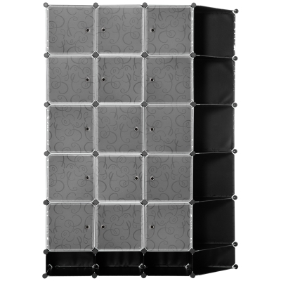 HOMCOM Schrank mit 20 Fächern, modularer Aufbau, 145 x 47 x 196cm, Stahl, Schwarz