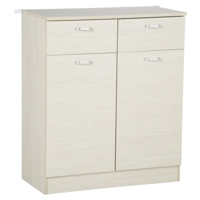 HOMCOM Aparador Moderno con 2 Cajones Mueble Auxiliar de Almacenaje para Cocina 68x34x80 cm Madera Natural