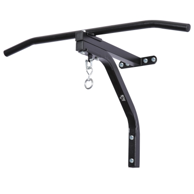 HOMCOM 2 en 1 Barra de Dominadas para Pared de Acero Soporte de Saco de Boxeo Carga Máx. 130 kg 93x47x51 cm Negro